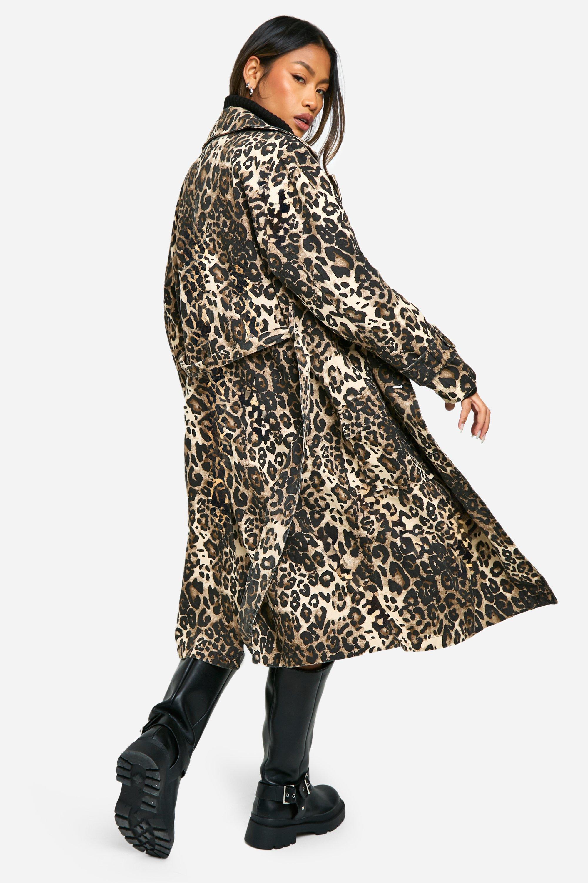 Cheetah print trench coat best sale