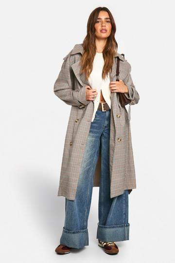 Brown Check Trench Coat