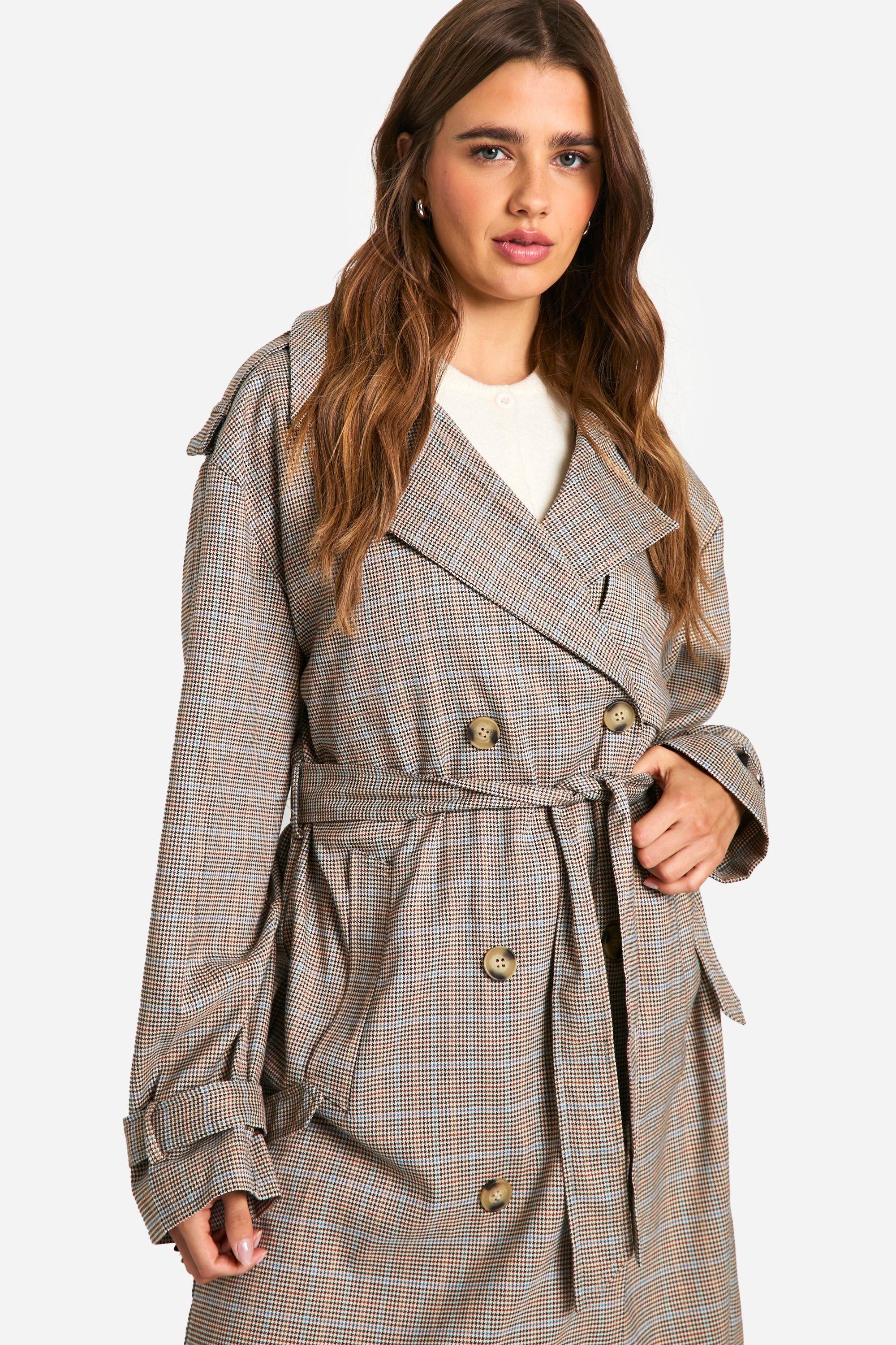 Check Trench Coat | boohoo Check Trench Coat | boohoo