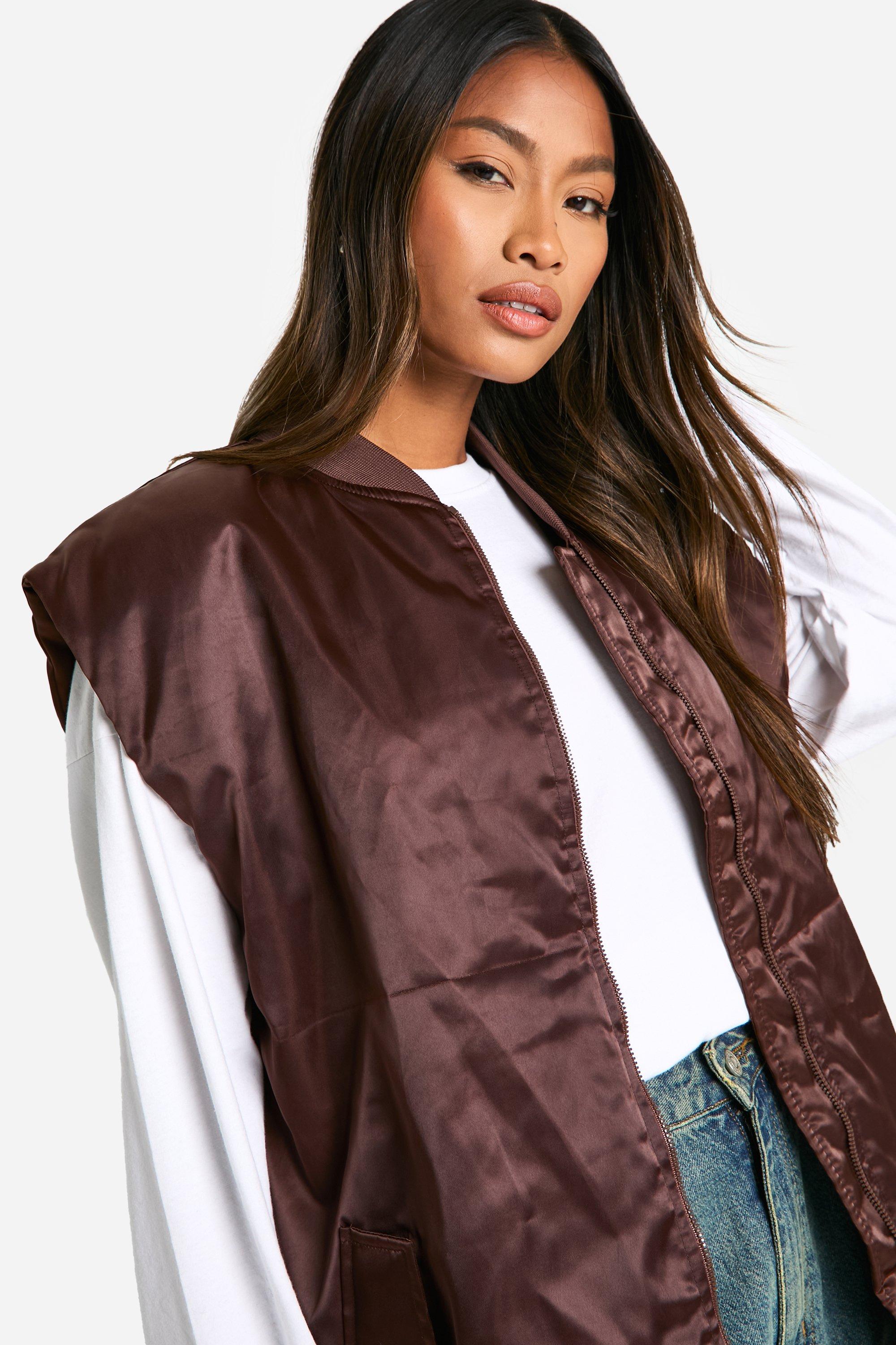 Oversized Vest Satin Bomber Jacket