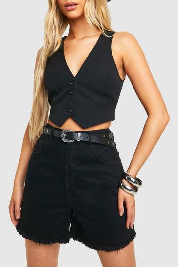 Black Western Buckle Stud Detail Belt black