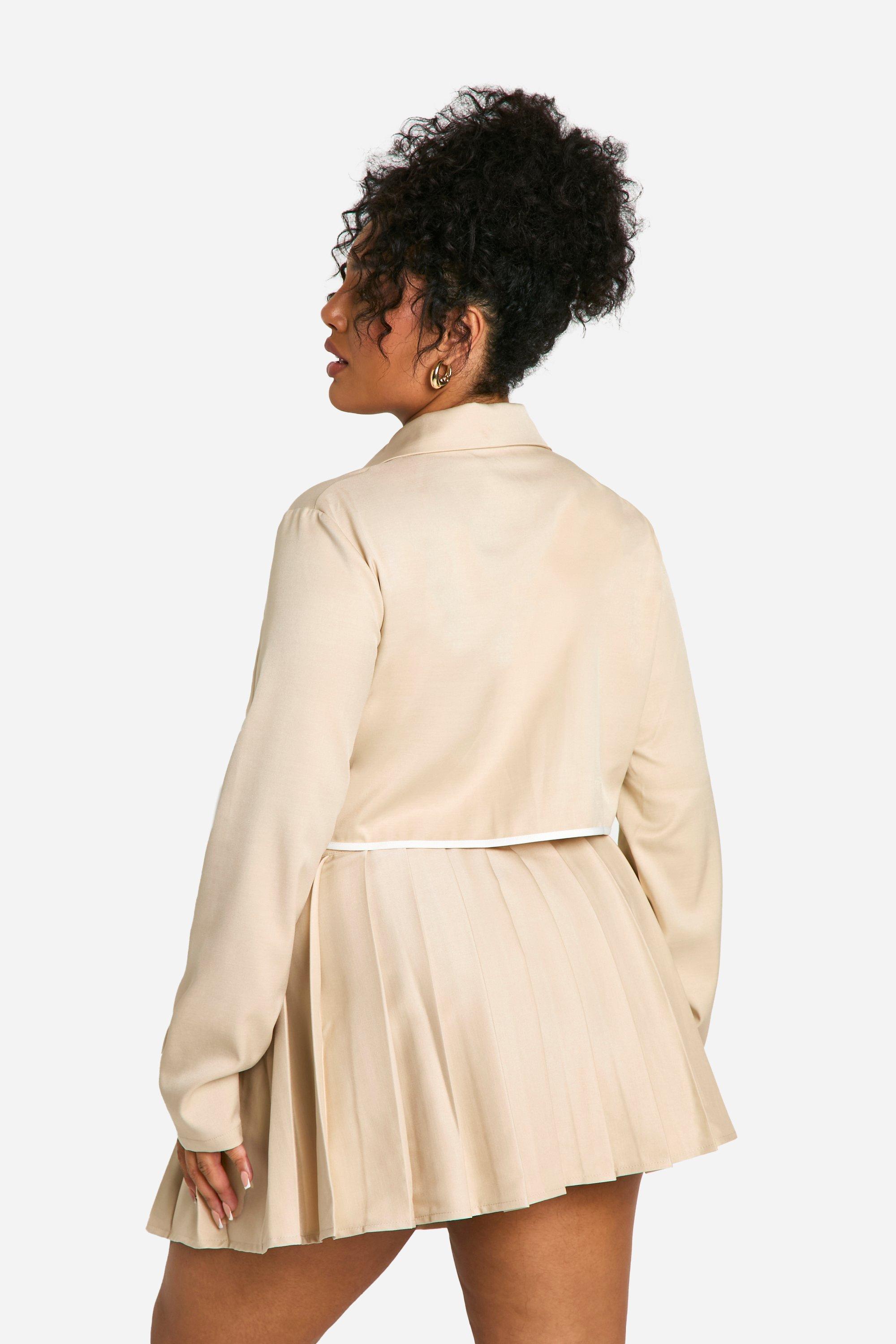 Plus Contrast Binding Pleated Mini Skirt boohoo