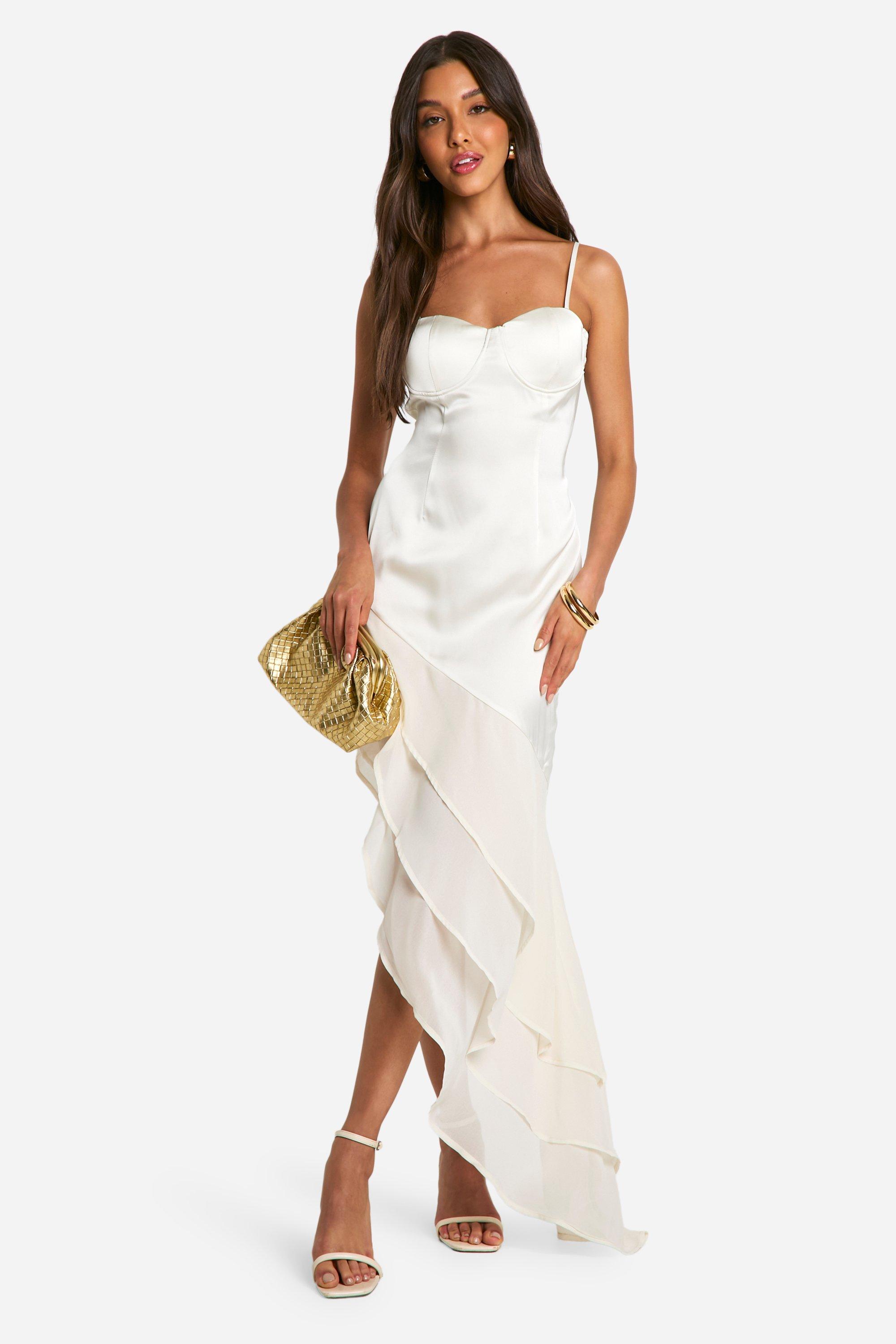 Boohoo ruffle hem dress sale
