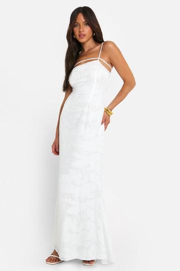 Maxi Jurk Met Textuur En Bandjes white