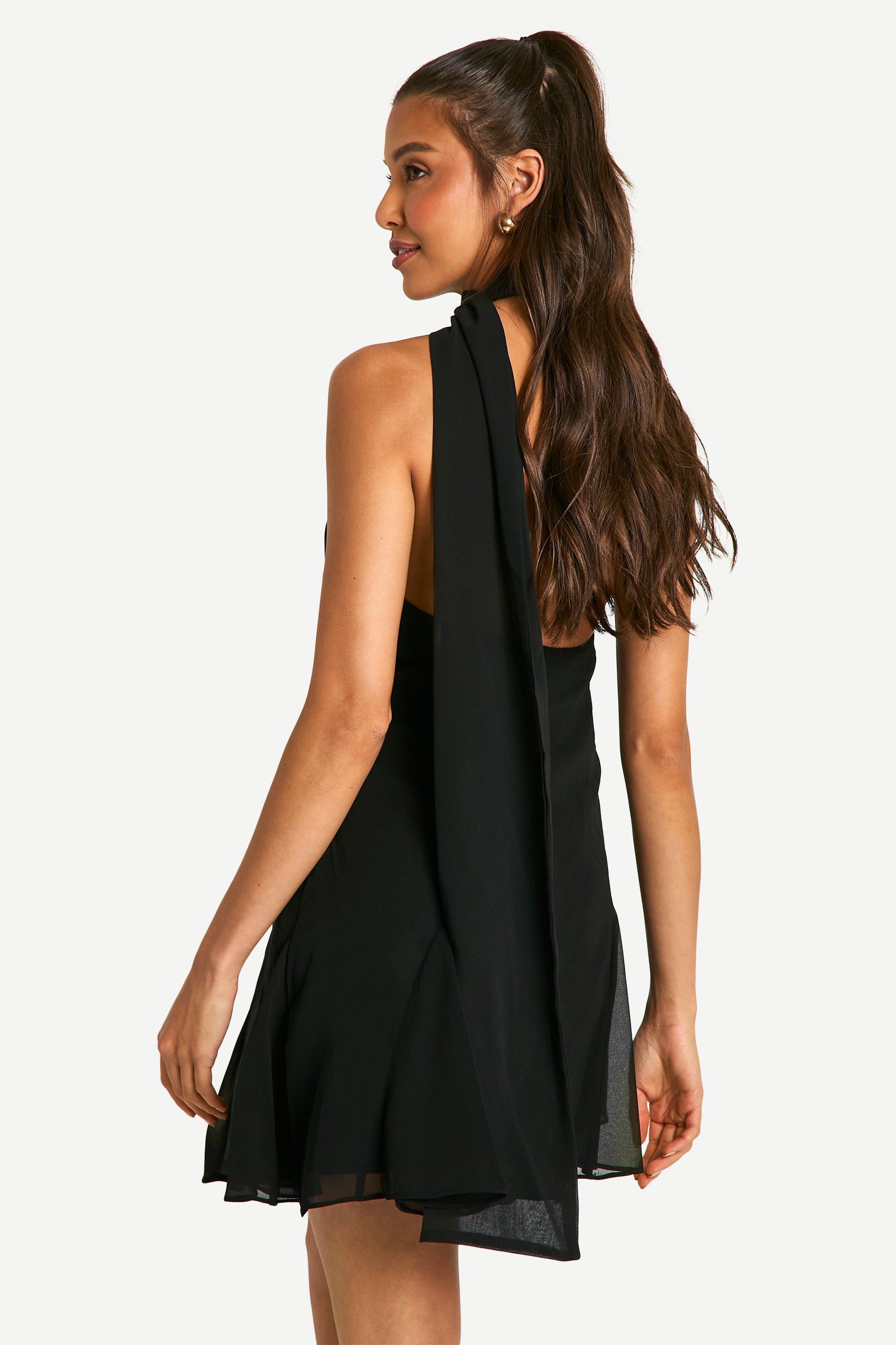 Black chiffon short dress store