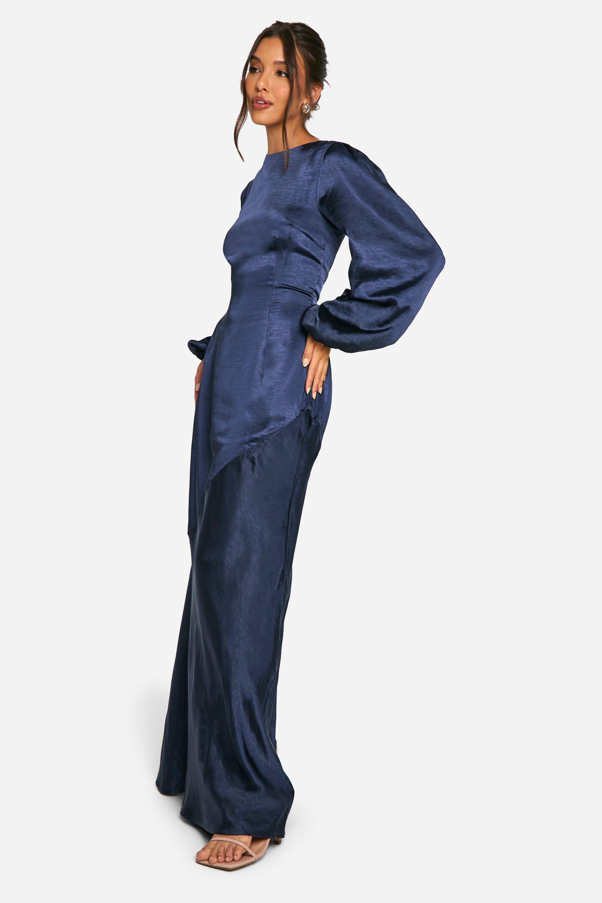 Boohoo navy orders maxi dress