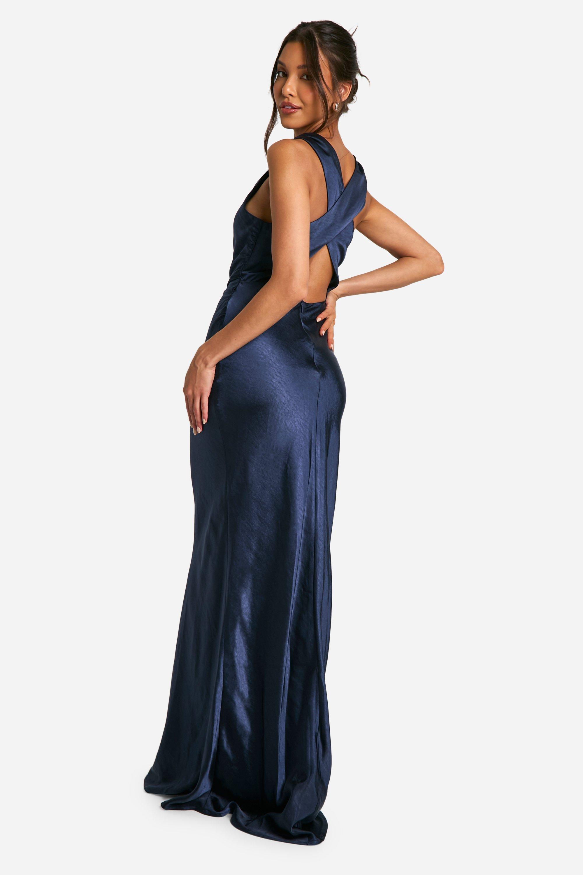 High neck navy maxi dress best sale