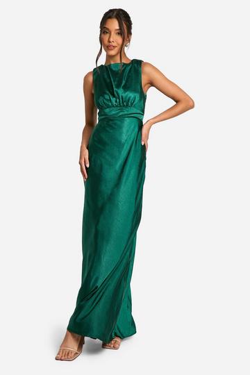 Satijnen Bruidsmeisjes Maxi Jurk Met Losse Rug emerald