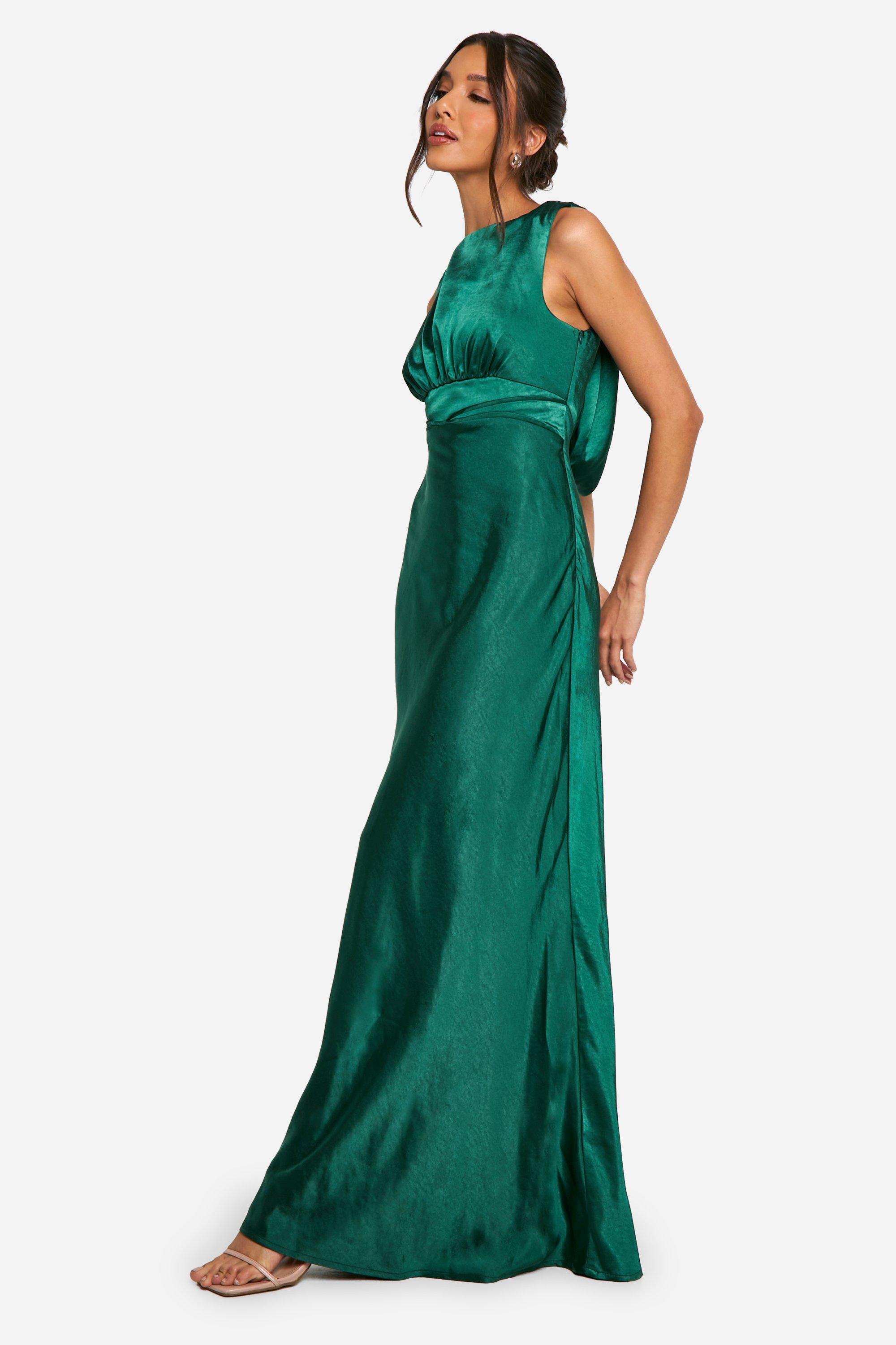 Emerald green dress boohoo shop