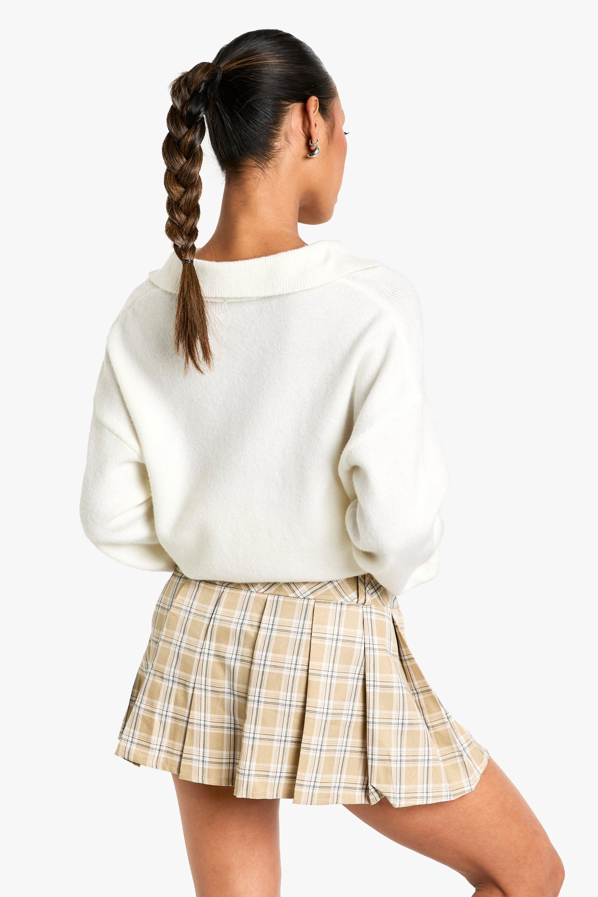 Check pleated mini skirt uk hotsell