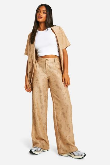 Tie Dye Textured Wide Leg Pants stone