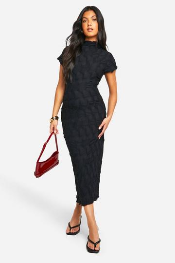 Maternity Textured Jacquard Midaxi Bodycon Dress black