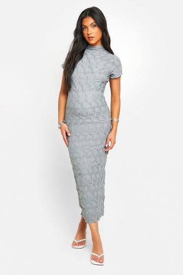 Maternity Textured Jacquard Midaxi Bodycon Dress light grey