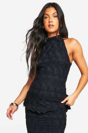 Zwangerschap Jacquard Top Met Textuur En Hoge Hals En Racer Hals black