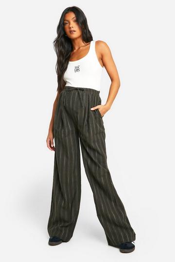 Maternity Elasticated Waist Stripe Pants olive