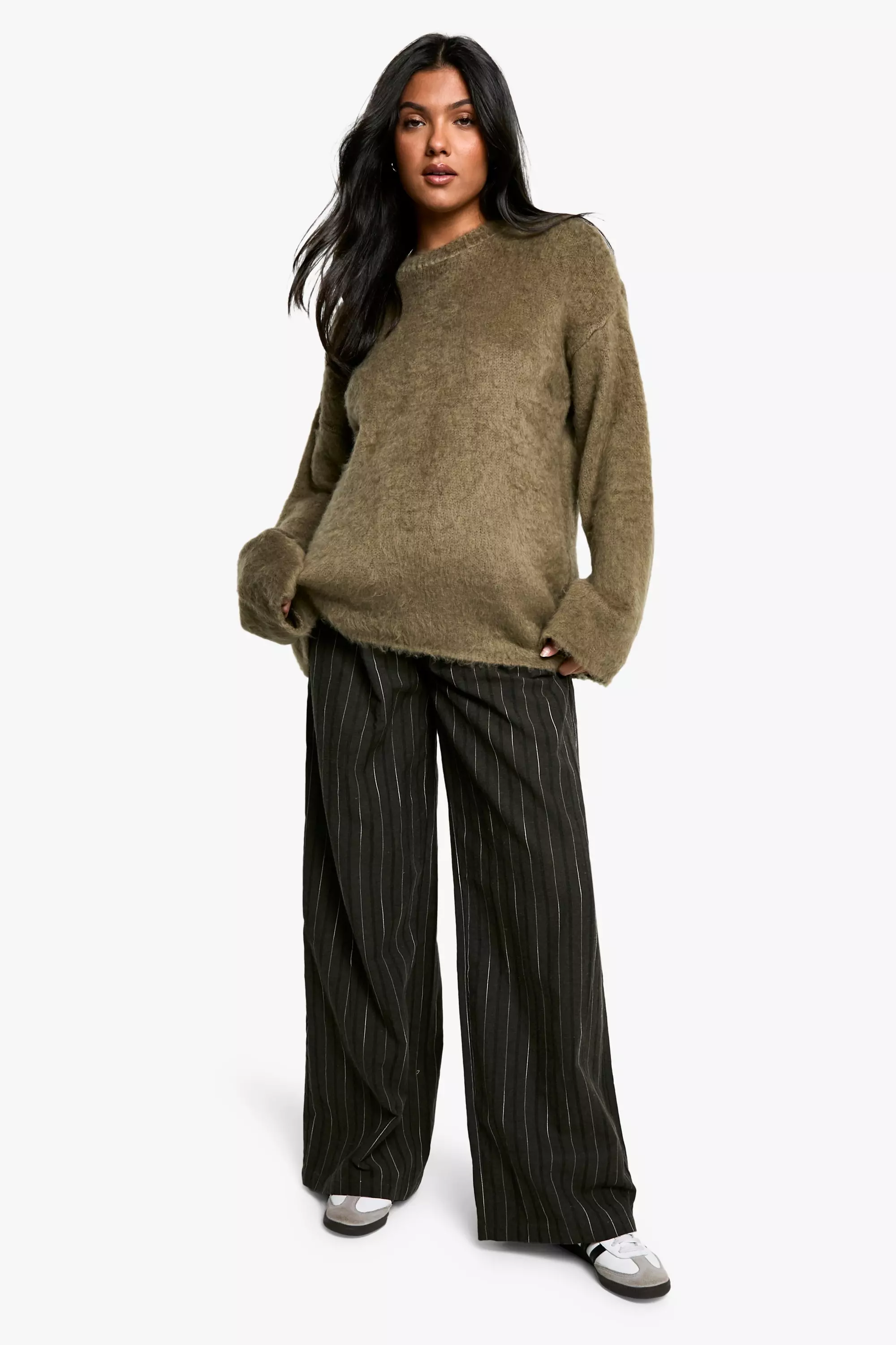 Olive Maternity Elasticated Waist Stripe Trouser alternative image