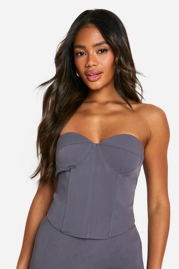 Sweetheart Neckline Tailored Corset charcoal