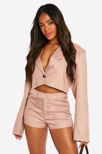 Premium Pinstripe Tailored Booty Shorts rose