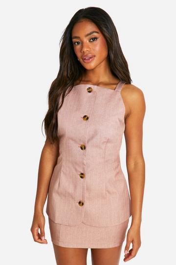 Premium Pinstripe Longline Waistcoat rose