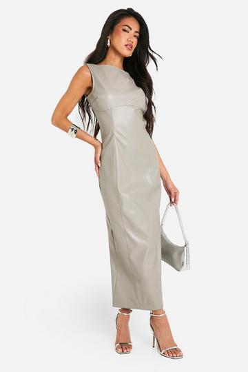 Faux Leather Midaxi Dress mocha