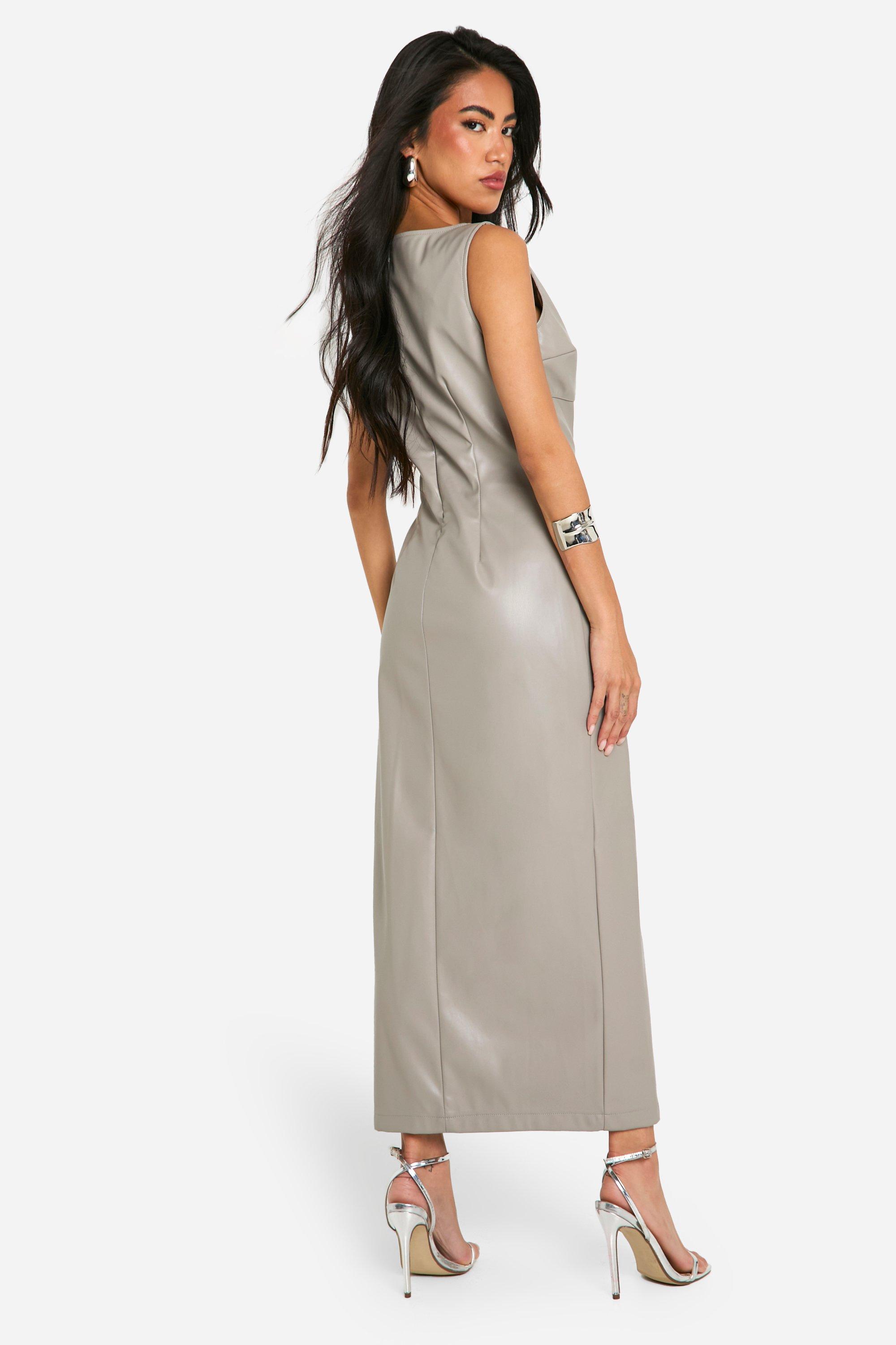 Boohoo leather dress sale