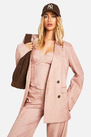 Premium Pinstripe Double Breasted Blazer rose