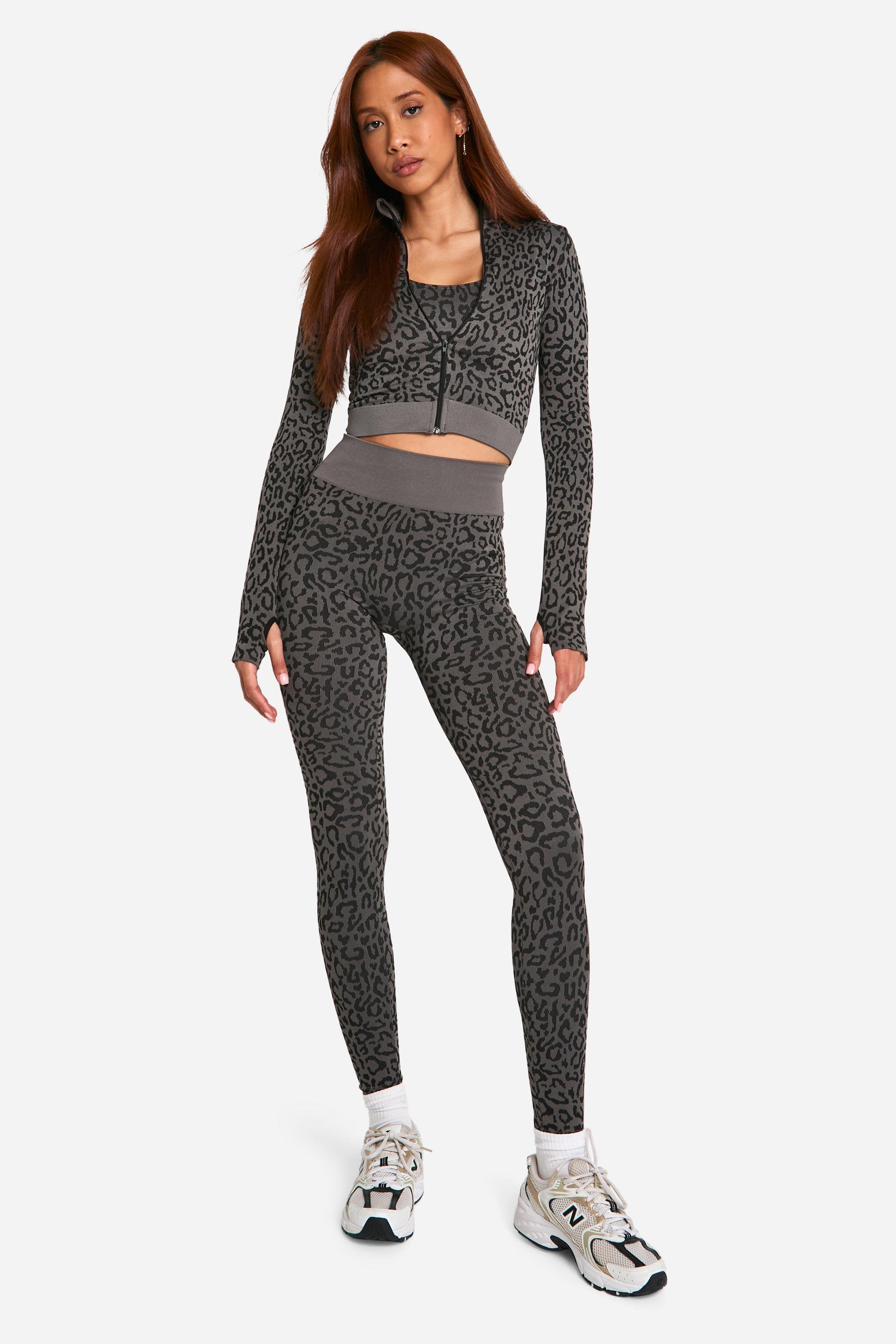 Charcoal Leopard Print Seamless Legging 