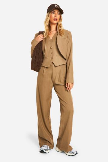 Marl Relaxed Fit Wide Leg Trousers mocha