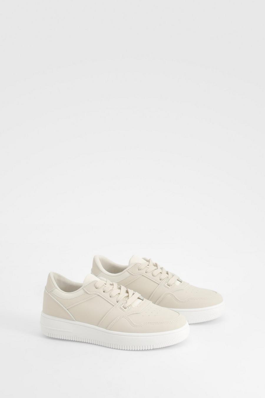 Nude Chunky Paneled Sneakers image number 1