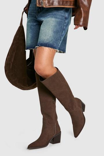 Brown Nubuck Western Cowboy Boots