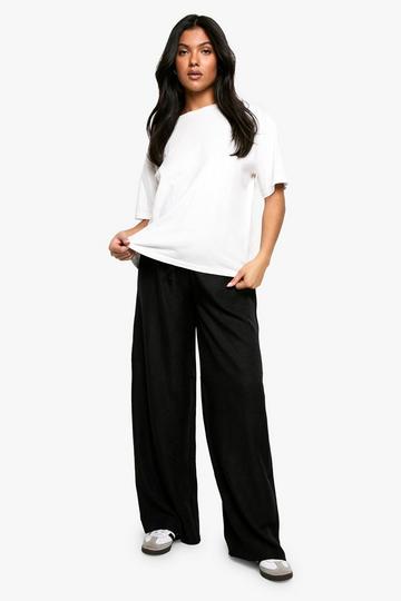 Maternity Woven Tie Waist Wide Leg Trousers black