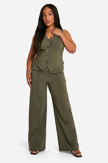 Khaki Plus Super Stretch Waistcoat & Seam Front Straight Leg Trousers