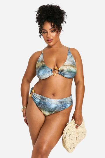 Plus Abstracte Bikini Set Met Kraaltjes blue