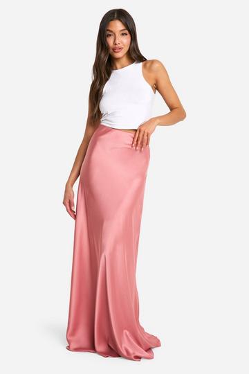 Satijnen Maxi Slip Rok dusky pink