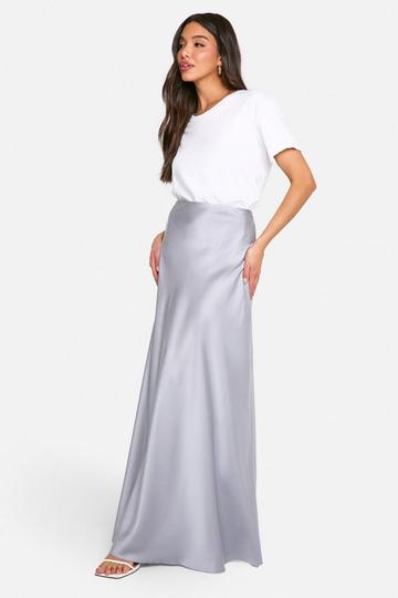 Blue Satin Slip Maxi Skirt