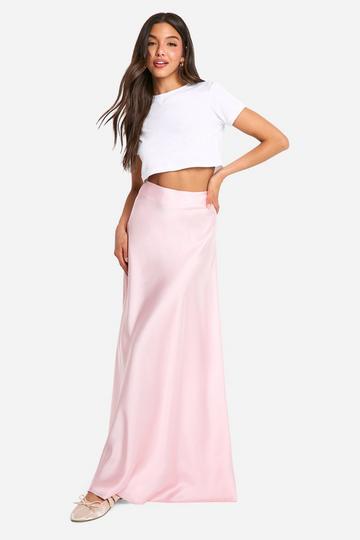 Pink Satin Slip Maxi Skirt