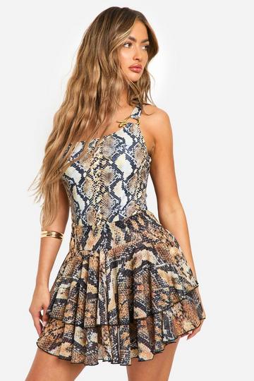 Snake Print Rara Beach Skirt brown