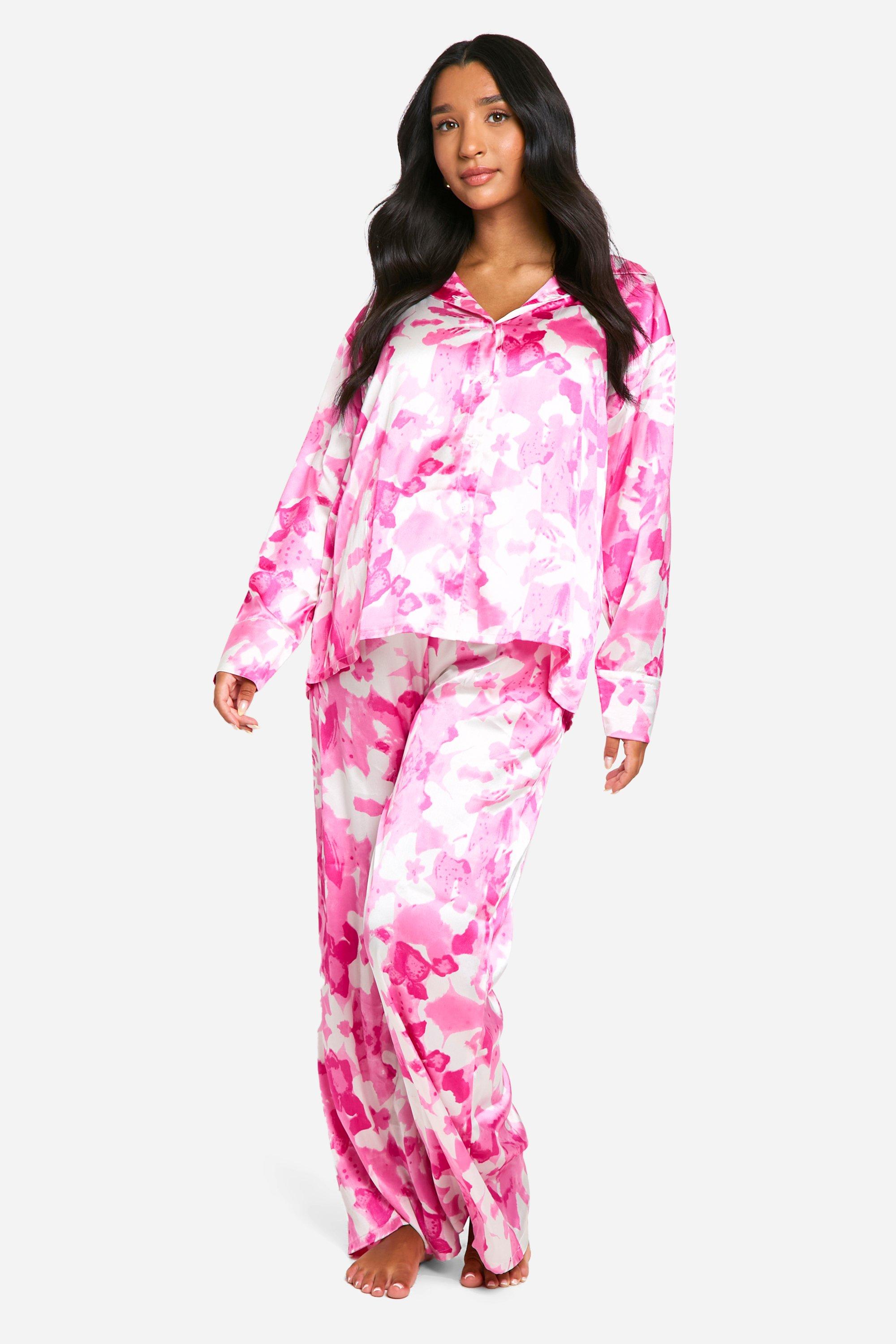 Zwangerschap Satijnen Bloemen Pyjama Set