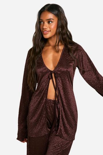 Crushed Satin Beach Shirt chocolate