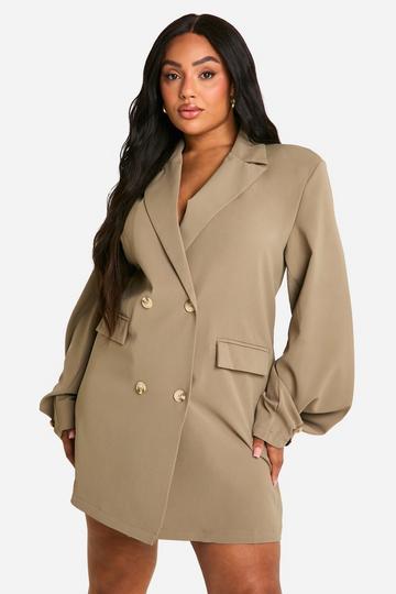 Plus Oversized Blazer Dress khaki