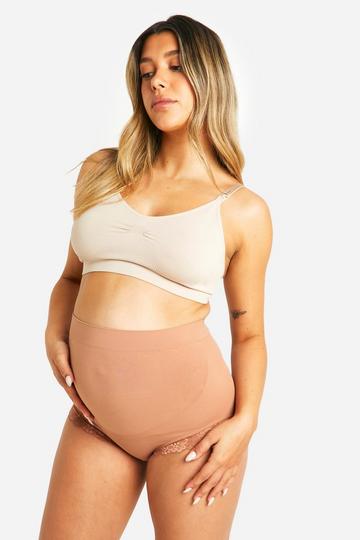 Maternity Lace Trim Shapewear Brief nude