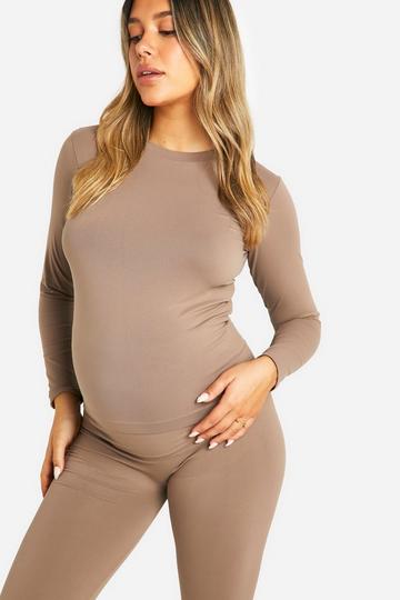 Maternity Soft Touch Longsleeve Basic Top mocha