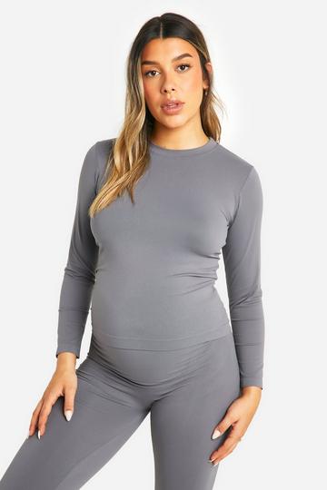 Zwangerschap Zachte Basic Top Met Lange Mouwen charcoal