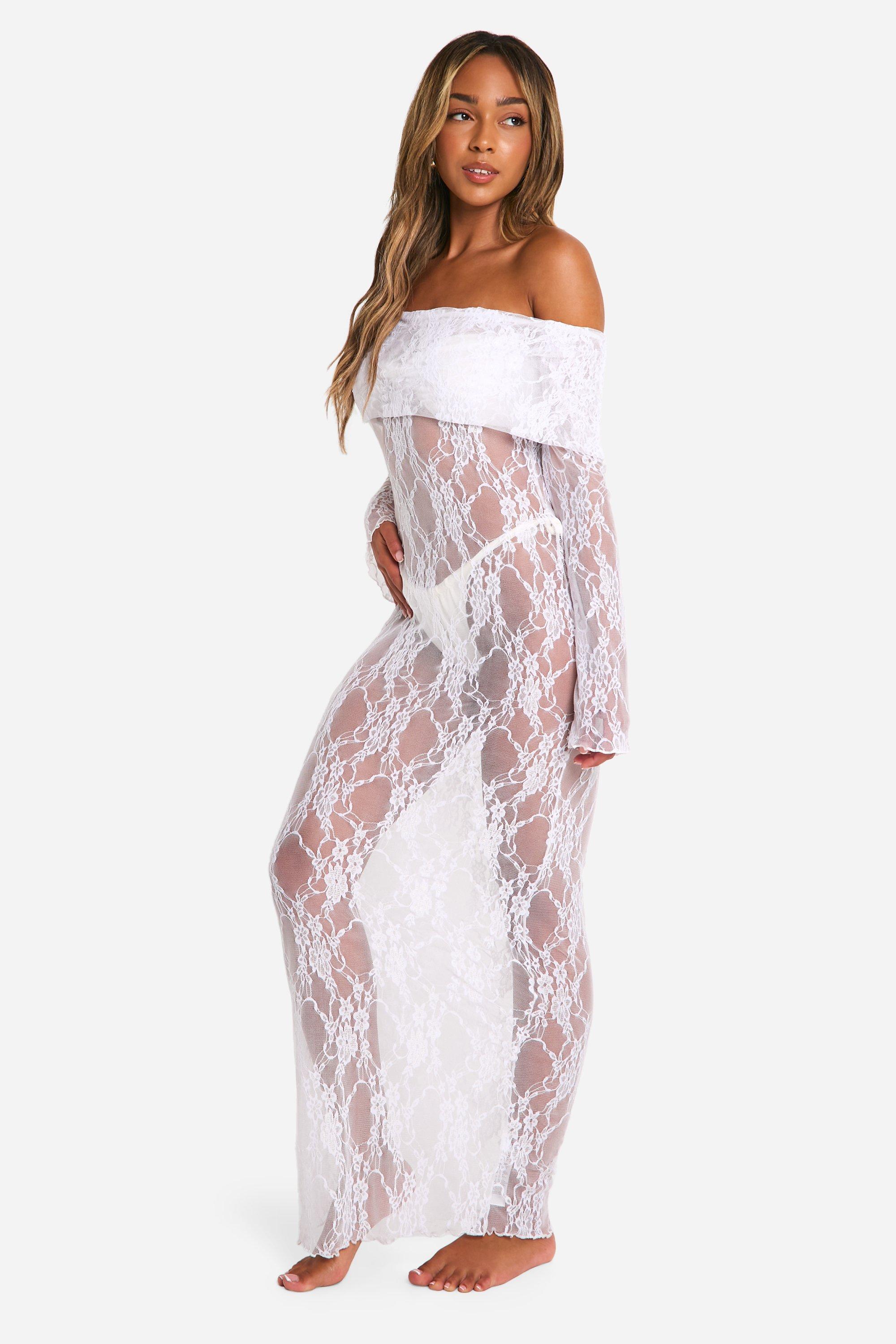 Lace Bardot Maxi Beach Dress