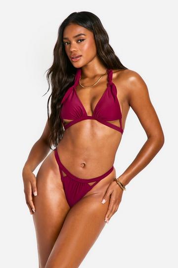 Cutout Detail Bikini Set wine