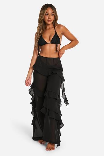 Ruffle Beach Trousers black