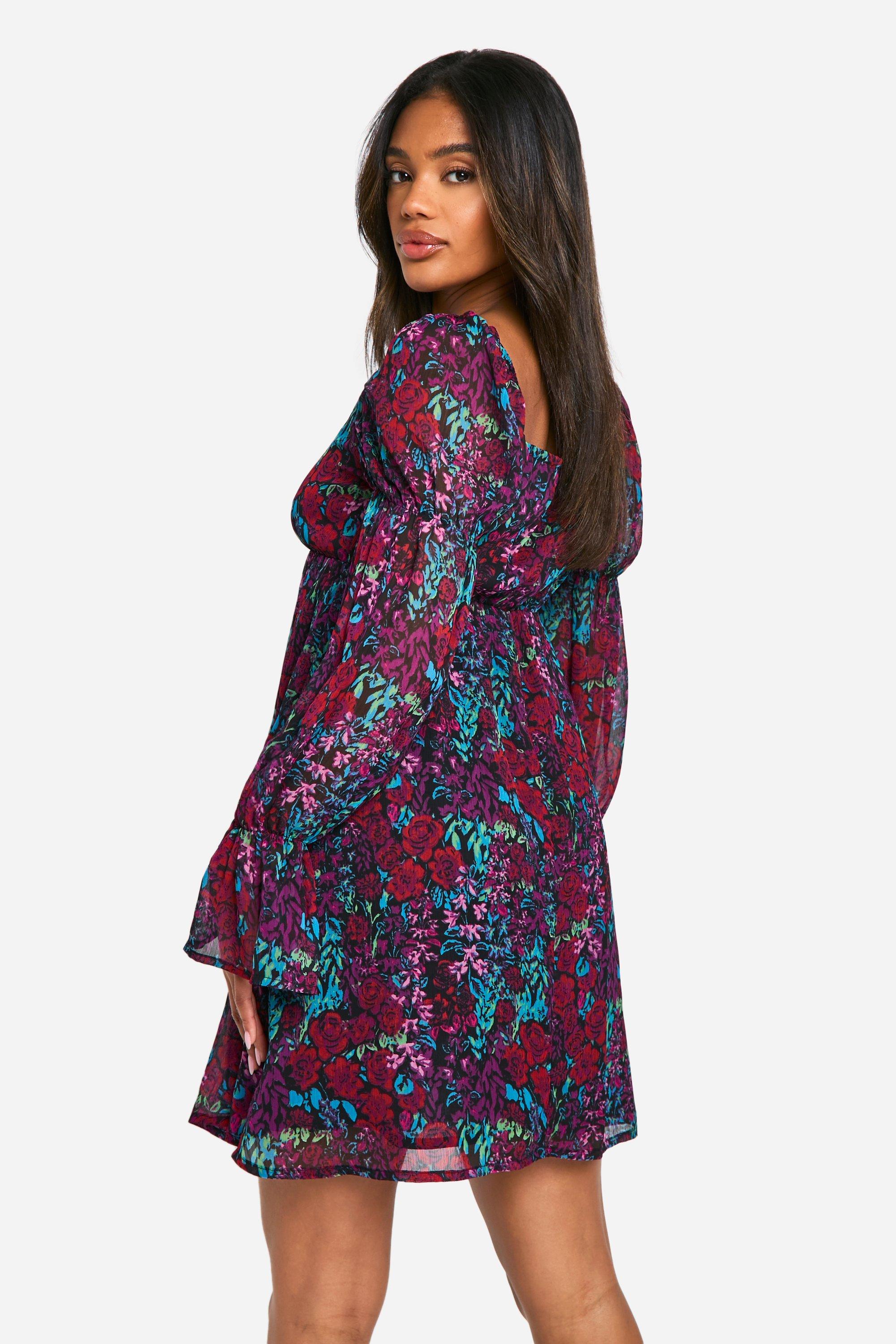 Robe babydoll fleurie en mousseline de soie boohoo FR