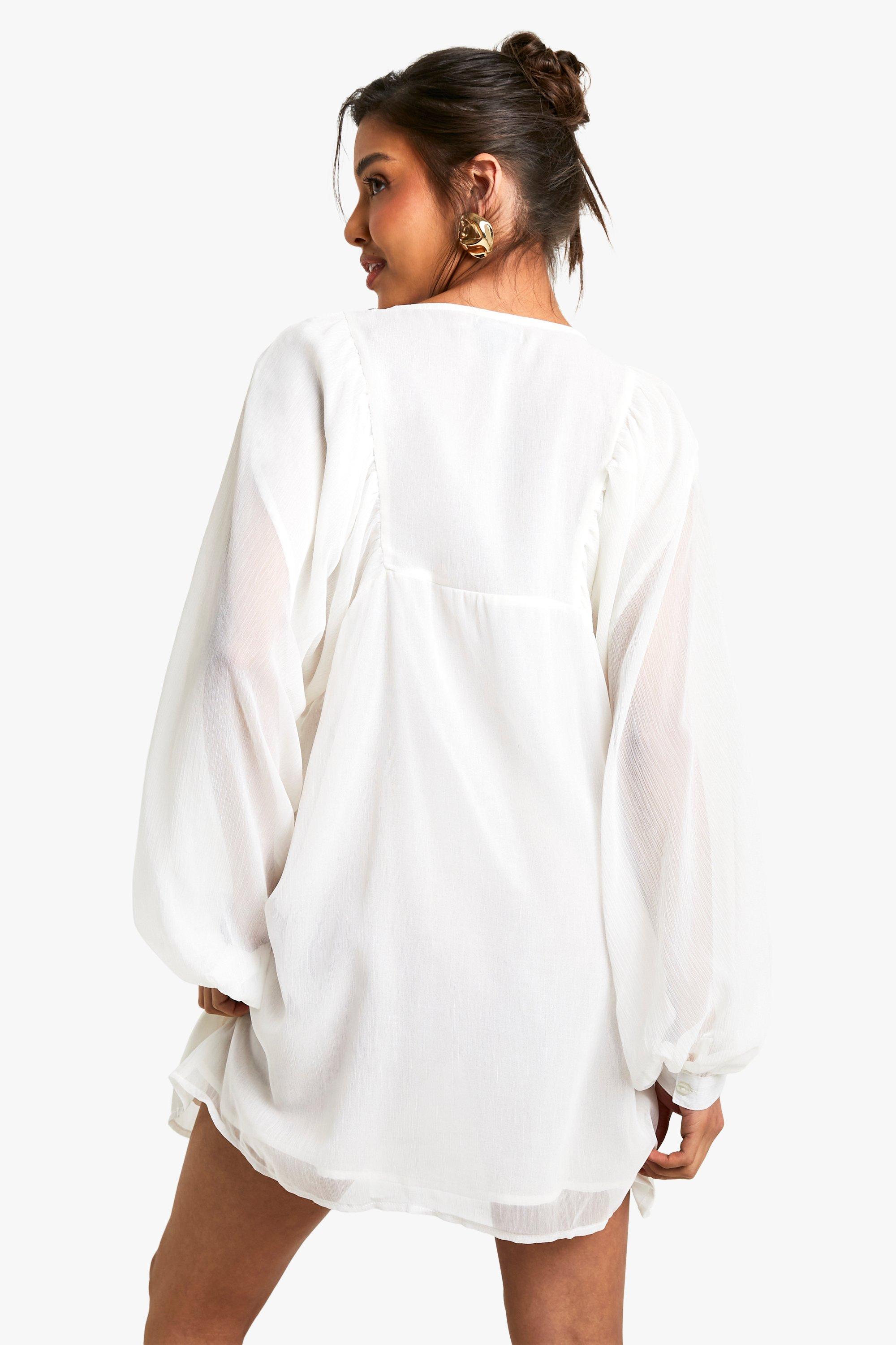 Robe babydoll plissee en mousseline de soie
