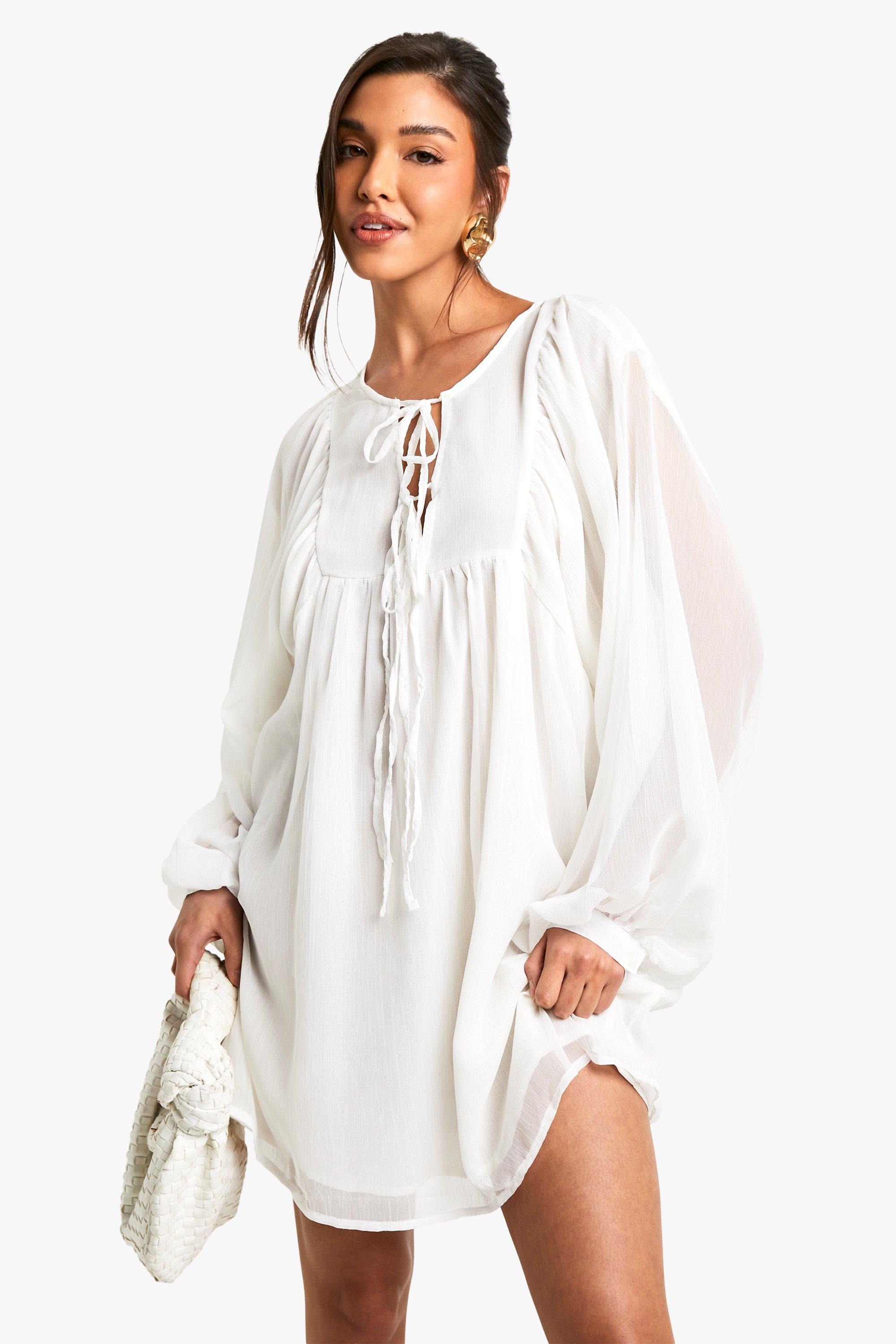 Crinkle Chiffon Smock Dress