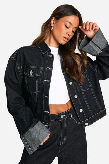 Tall Indigo Deep Turn Up Cuff Denim Jacket indigo